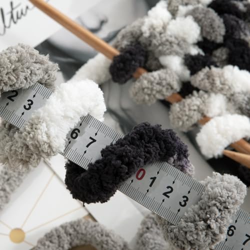 Image of MABOZOO Tie Dye Chunky Yarn for Crocheting 8 Pack,White Fluffy Jumbo Chenille Yarn,Soft Plush Yarn Bulky,Giant Thick Fuzzy Yarn for Hand Knitting or Arm Knitting (29 yds,8 oz Each Skein)