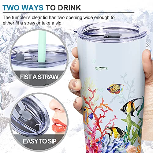 NymphFable 20oz Tropical Pescado Taza Termo Cafe para Llevar Taza Termica Acero Inoxidable Taza Personalizada - Imagen 5