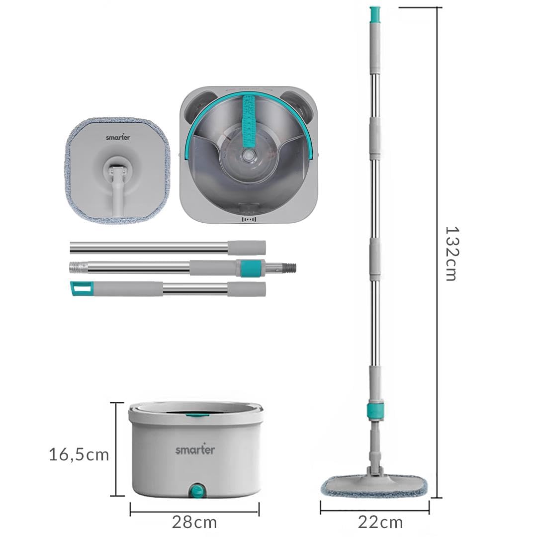SMARTER AQUA MASTER + ÜÇGEN APARAT TEMİZ & KİRLİ SUYU AYIRMA ÖZELLİĞİ OTOMATİK TEMİZLİK SETİ MOP PASPAS CAM VE KÖŞE İÇİN