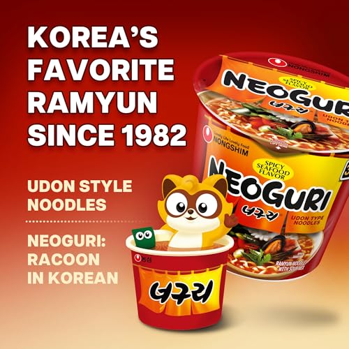 Image of Nongshim Ramen Noodles, Gourmet Instant Ramen cup, Premium Microwavable Noodle Soup, Neoguri Spicy Seafood, 2.64 Ounce (Pack of 6)
