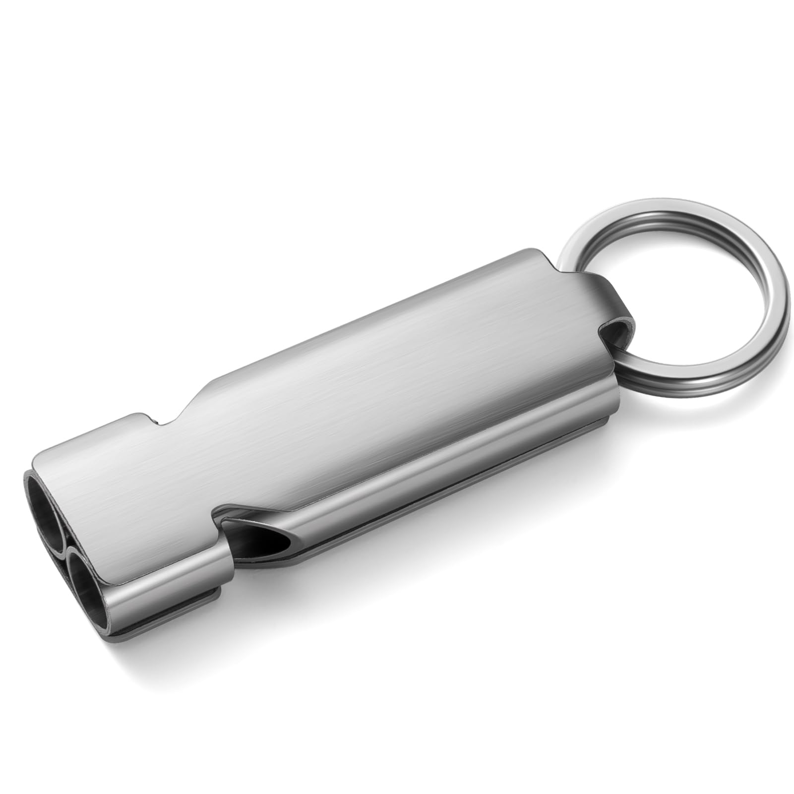 Whistle, Disaster Prevention Whistle, Emergency Rescue, Outdoor, Mountain Climbing, Coaches, Loud Loud Metal, Double Tube Whistle with Key Ring (Stainless Steel, Silver, 1 Piece) : Sports & Outdoors