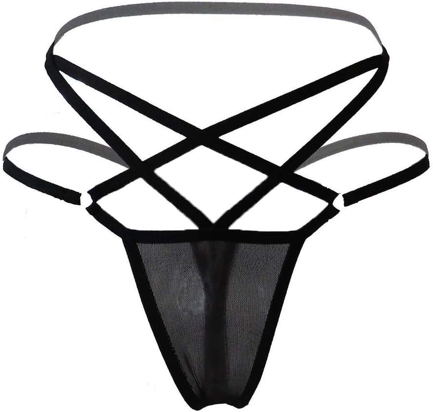 Women's Black Charming Thong Lingerie lace G-String T-Back Panties Strappy Body Harness Panties Gift for Valentine