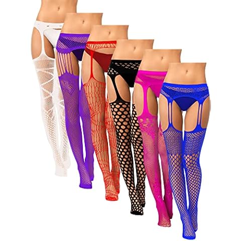 Syhood 6 Pairs Fishnet Thigh High Stockings Cover
