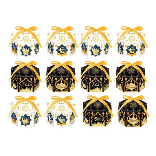 Cajas para galletas hexagonales – Paquete de caramelos de 12 piezas, recipiente para postre de horno navideño | Cajas festivas para aperitivos de pan de , cupcakes, pastelería, fiestas, regalos,