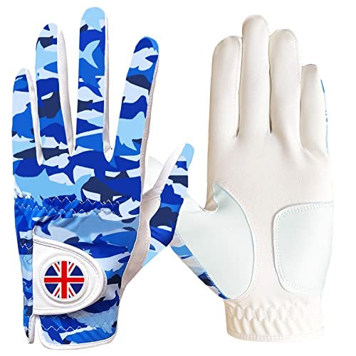 Golf Gloves Men Left Hand Right with Ball Marker Cabretta Leather Weathersof Rain Grip Value Pack,Mens Golf Glove Fashion Pattern Wear Resistant (Camouflage Pattern-1 Pack