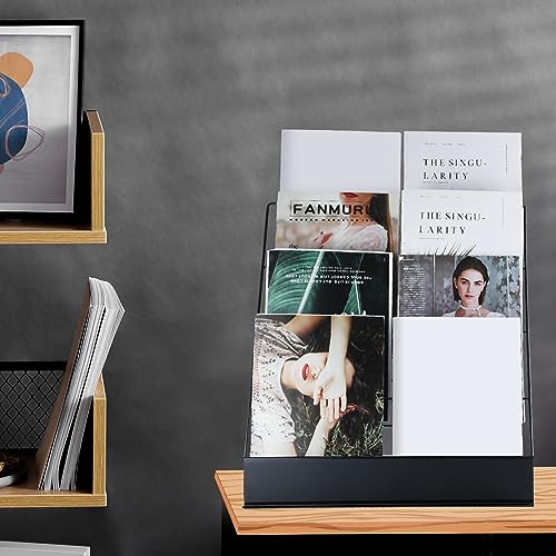 Sintuff Comic Book Display Rack 4-tiered Book Display Stand 18" Wire Rack Tabletop Signing CD Magazine Stand Metal Black Countertop Decor for Retail Library Classroom Picture Literature Brochure - Image 6