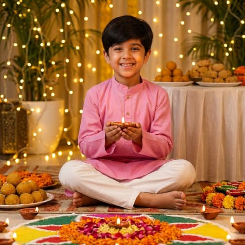 Image of Chandrakala Kids Kurta Set for Boys Indian Ethnic Wear (KK117-P)