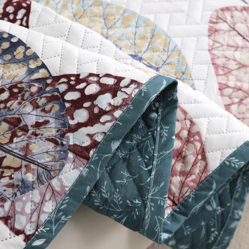 Image of HOKIPO 'HomeHues Series' Printed Quilted Sofa Cover Mat for 2 Seater Sofa, Multicolor Linden Leaf (IN-807-D7*1)
