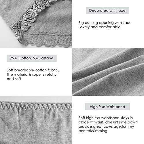 Image of Womens Underwear,Cotton Mid Waist No Muffin Top Full Coverage Brief Ladies Panties Lingerie Undergarments for Women Multipack