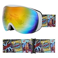 YooxArmor Kids Ski Goggles,Anti fog Snowboard Goggles with Double Lenses for Children 6-14 Years,100% UV 400 Protection for Boys Girls OTG Over Helmet Compatible