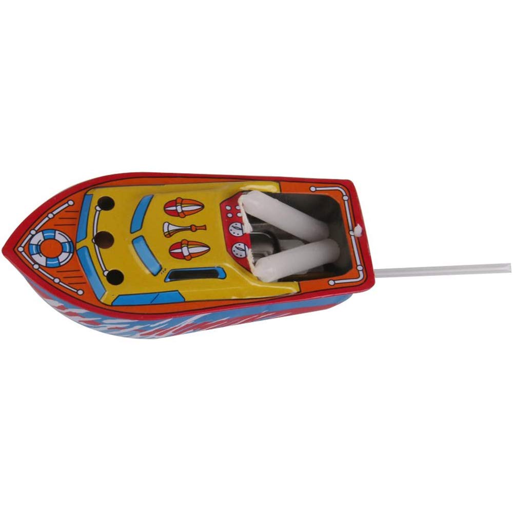 POFET Klassische Kerze angetriebenes Schnellboot Schiff Zinn Spielzeug Wasser handgemachte Dekoration