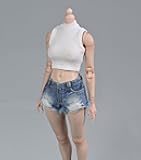 1/6 Scale Female Clothes,Female Denim Shorts Hot Pants Clothing for 12inch PH TBL JO Worldbox Action Figure (Dark Blue)