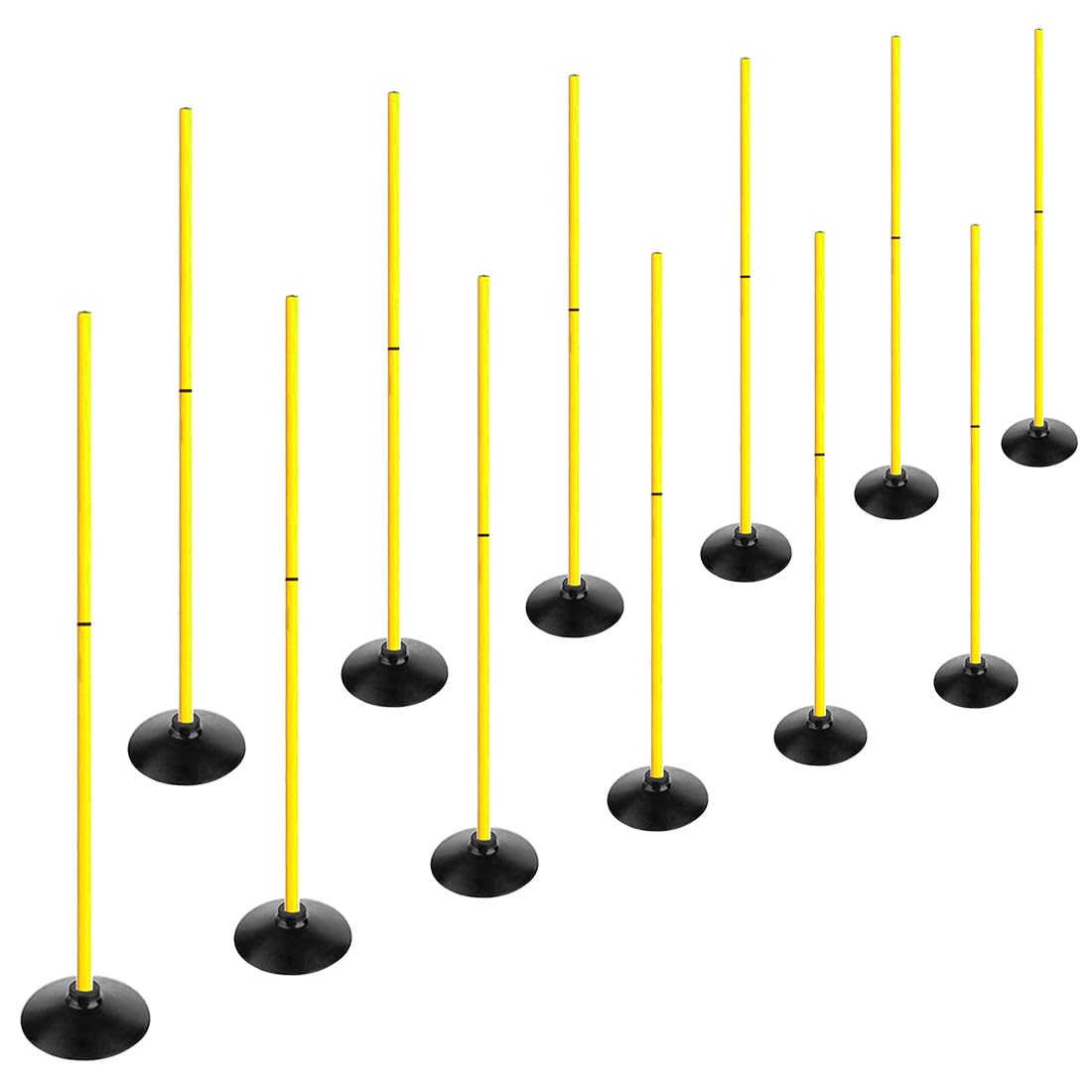 TNZMART Juego de bastones de entrenamiento de agilidad de 4.9 pies, palos de entrenamiento de fútbol desmontables, bastones de slalom con 10 conos de disco y escalera de velocidad