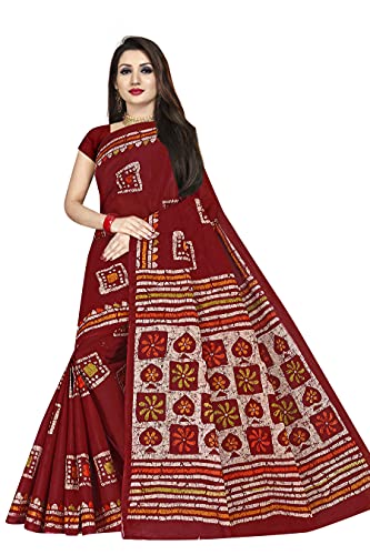 Image of TAMAIRA FASHION Mulmul Pure Cotton Saree For Woman Batik Printed |Office Wear Daily Wear Sarees For Women Without Blouse Piece(Available in 9 Colours)