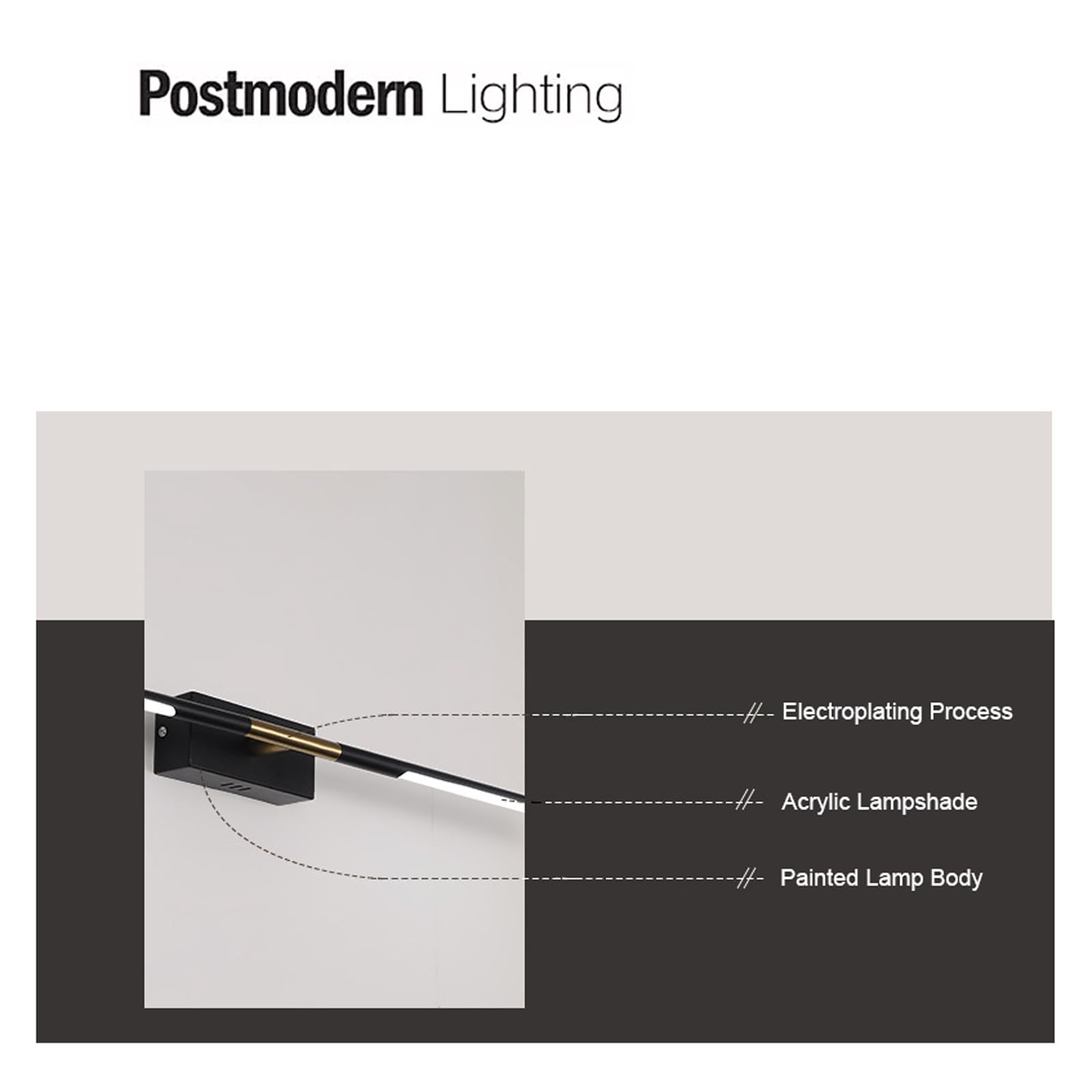 Lámpara de baño moderna sobre espejo, barra de luz de tocador posmoderna, aplique de baño LED simple nórdico, accesorios de iluminación, luces de imagen de 2800k para baño