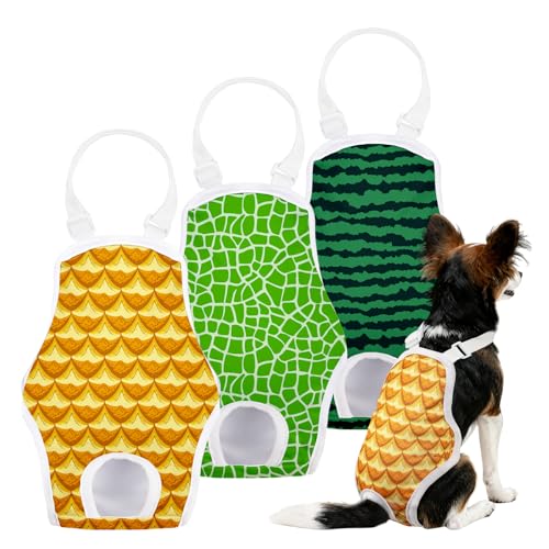Image of 3 Pack Washable Female Dog Diapers with Adjustable Suspender, Reusable Sanitary Panties for Dogs in Heat, Leak-Proof Design for Small Dogs