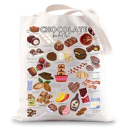 Bolso tote de lona marrón chocolate para mujeres, ideal como regalo temático de chocolate miniatura 1