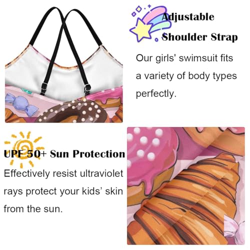 Image of Girls One Pieces Swimsuit Cute Beach Swimwear with Adjustable Strap 3-10 Years