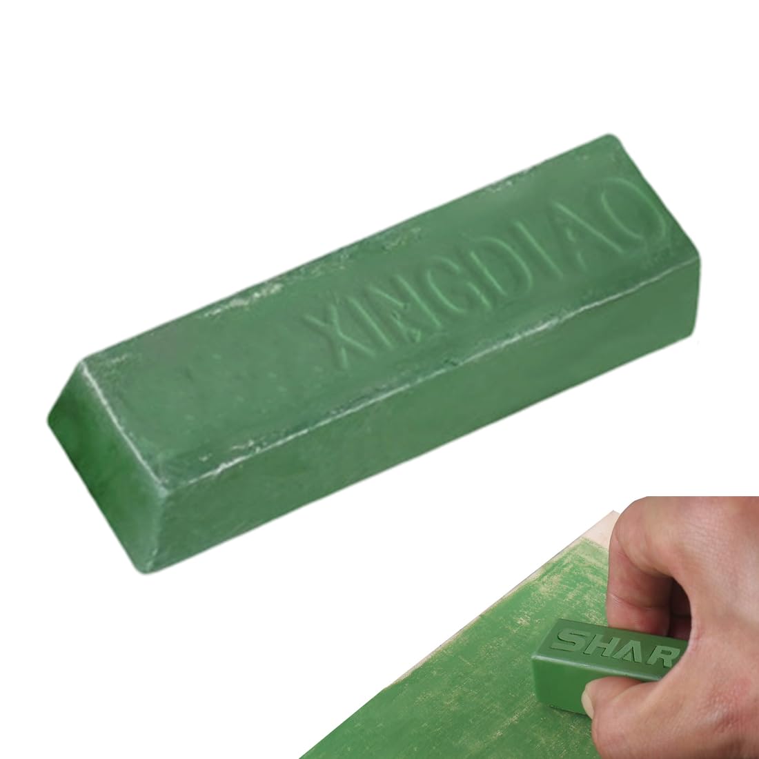 1 confezione Pasta abrasiva fine per affilatura e lucidatura di tutti i coltelli, strop in pelle, composto lucidante (110g) (Verde)