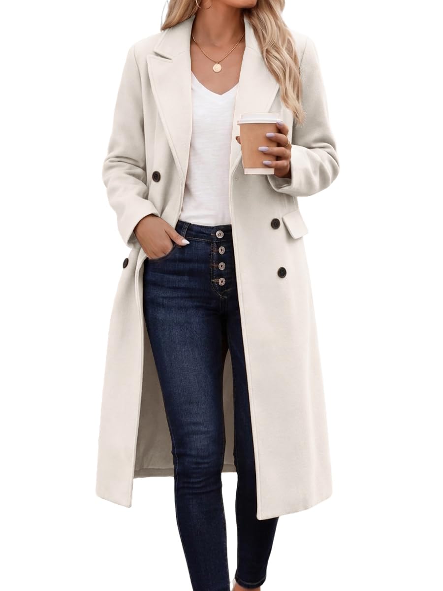 idealsanxun Womens Long Wool Coats Fall Winter Notch Lapel Double Breasted Trench Coat Wool Jackets-picture-54