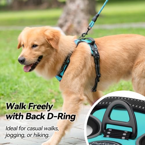 Image of PoyPet Dog Harness No Pull, Reflective Adjustable No Choke Pet Vest with Front & Back Clips, Soft Padded and Control Training Handle for Large Dogs(Mint Blue,XL)