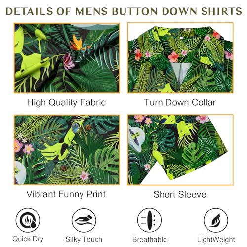 Funny Hawaiian Shirts for Men Tropical Beach Vacation Button Down Shirt Funny Lightweight Floral Aloha Shirt Alien L - Image 6