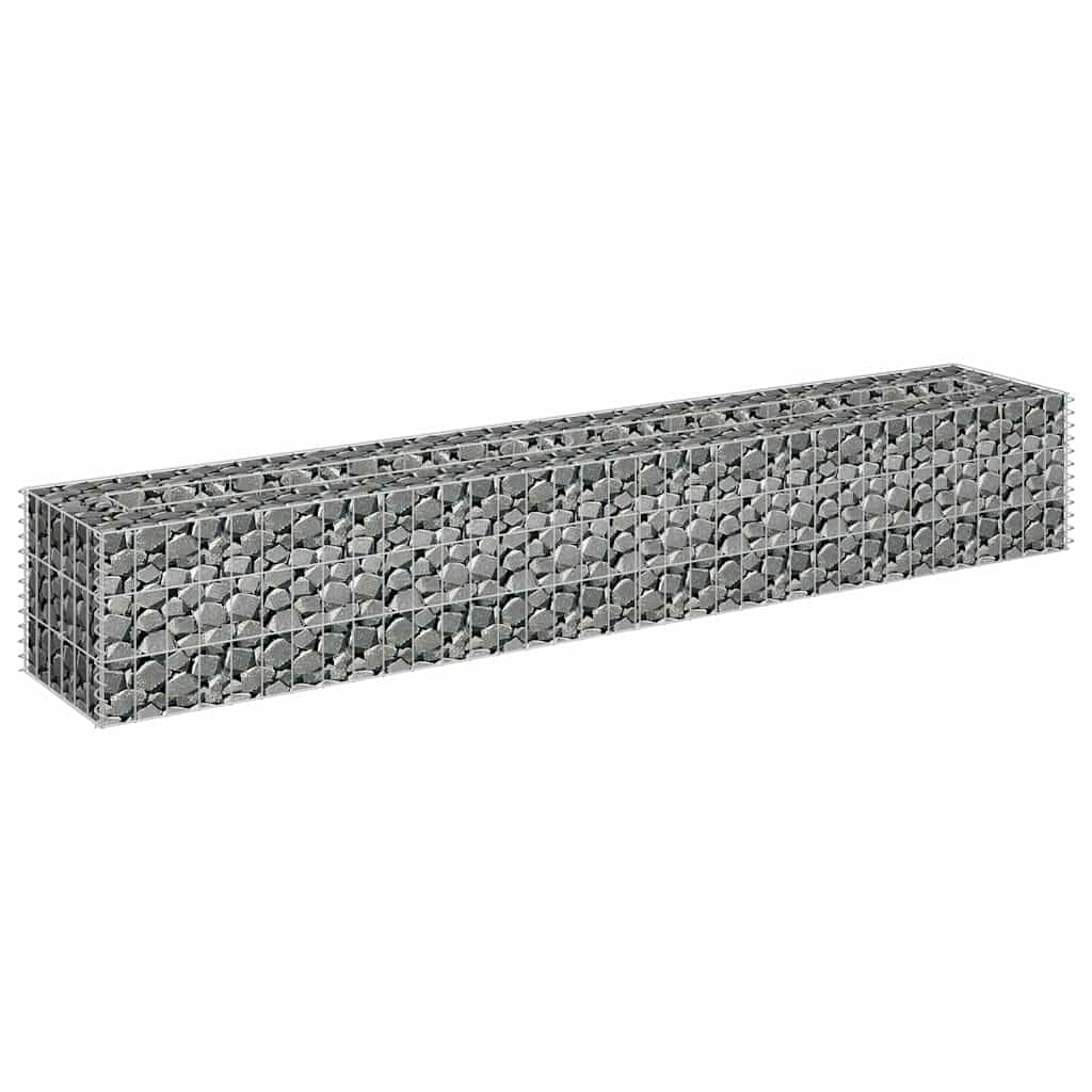 Gabionen-Hochbeet aus verzinktem Stahl 180 x 30 x 30 cm, Pflanz Gefäß für Garten Terrasse Balkon und Fensterbank, für Blumen Kräuter Gemüse, Silber