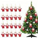 Garneck 20pcs Mini Santa Claus Ornaments Miniature Plush Christmas Tree Hanging Decorations Xmas Tree Pendants for Holiday Party Home Decor