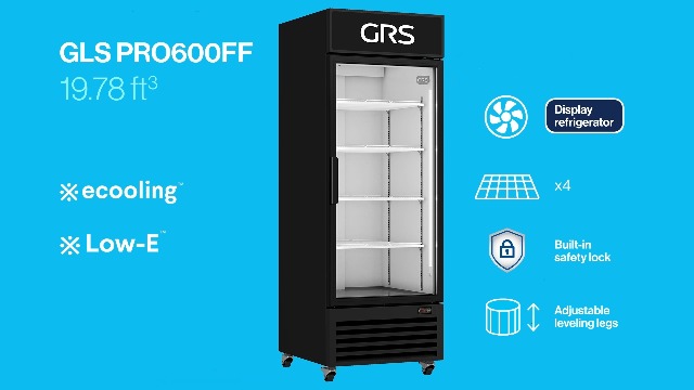 Image of GRS Commercial Display Refrigerator with Glass Door Lock | Cool Air Flow & Temperature | Beverage fridge, Drink and Wine Cooler with Adjustable Display Shelf for Stores and Bars | Black, 6.0 Cu. Ft