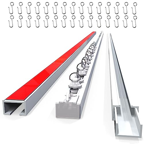 UrbanRed Self Adhesive Curtain Track (3 Meter 9.8 ft) for Smooth Ceiling or Wall - No Drill Screws Ceiling Curtain Track Curtains Rod Ceiling Mount Adhesive Curtains Rod (Non-Flexible)