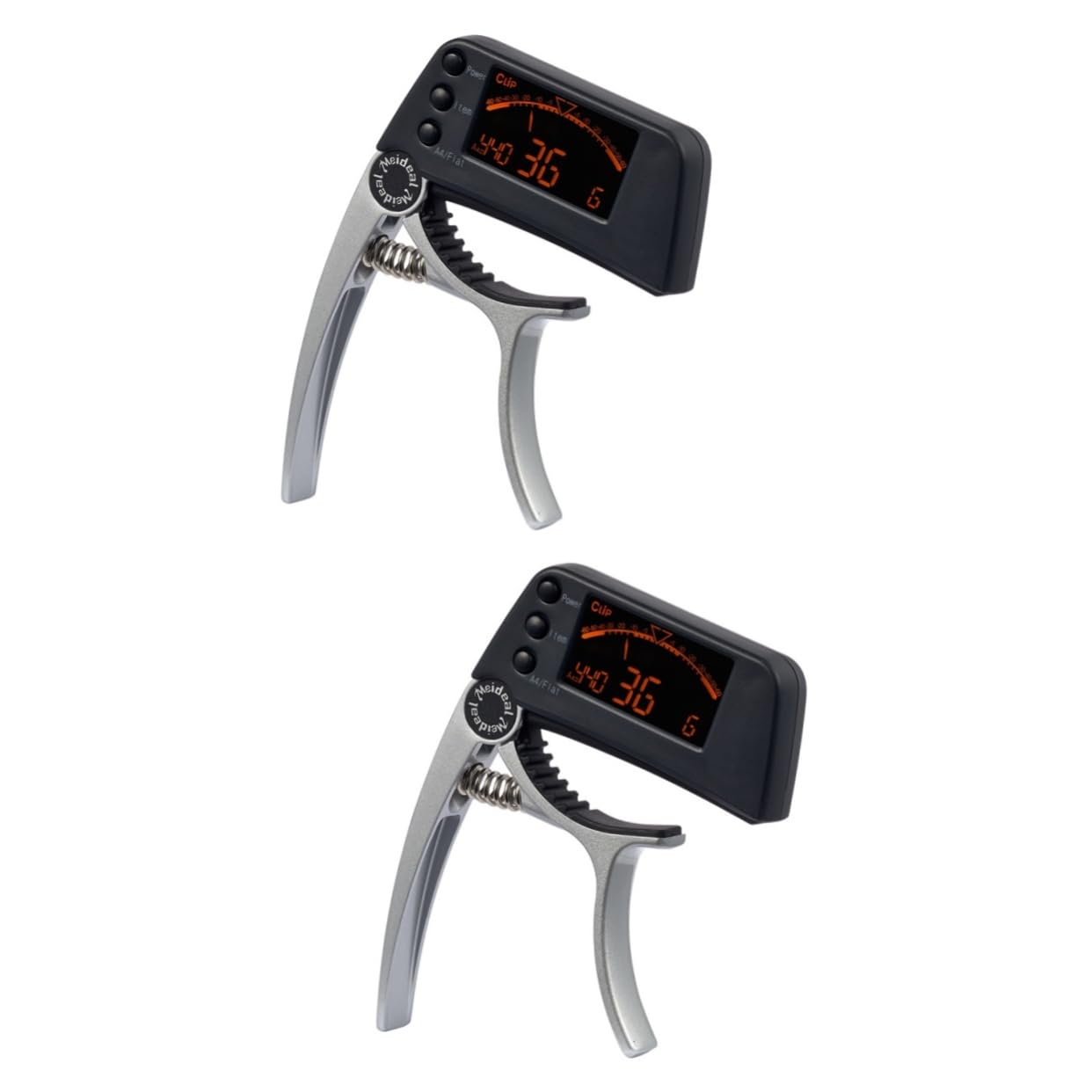 Toyvian 2pezzi Clip Accordatore Digitale Lcd Con Capotasto Per Chitarra Acustica e Elettrica Strumento Di Sintonia Per Chitarra Ukulele e Banjo Argento
