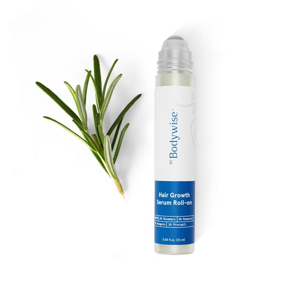 Be BodywiseRosemary Hair Growth Serum Roll On 25 ml – 3% Rosemary, 3% Redensyl & 2% Anagain | DHT-Blocking Scalp Serum Boosts Oxygen Flow, Reduces Hair Fall | Paraben/Sulfate-Free | Women & Men