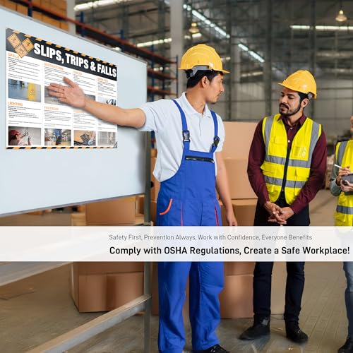 slips trips and falls safety poster  workplace fall prevention sign osha-compliant visual guide for spills cables obstructions 18x2434 waterproof amp tearproof wall chart