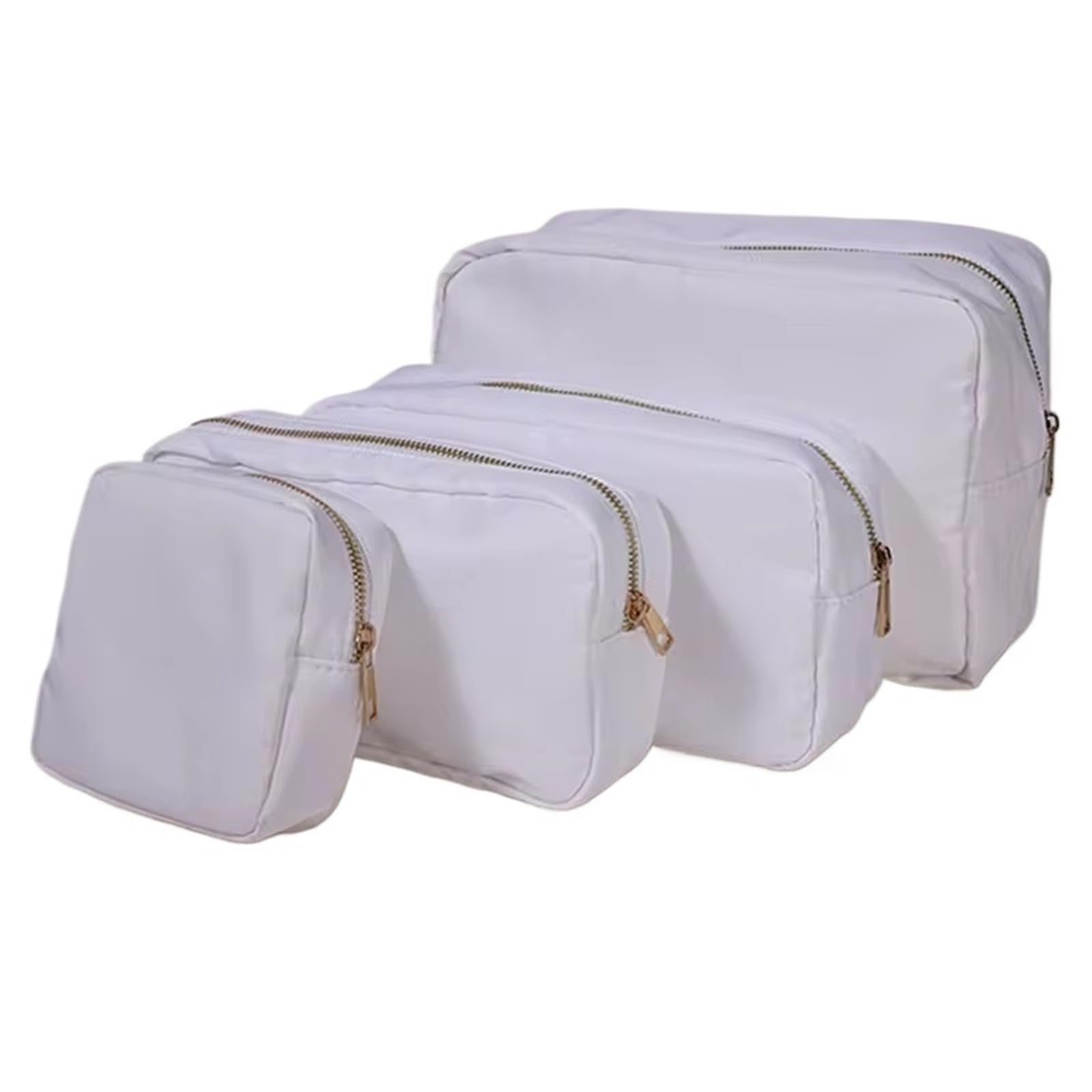 4 pezzi Borsa cosmetica in nylon Grande borsa da viaggio for articoli da toeletta Regali for feste di compleanno 4 dimensioni(White)