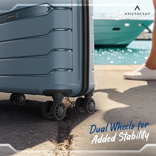 Image of Aristocrat Liberty 8-Wheel Cabin Size Hard Case Trolley Bag, Spanish Blue