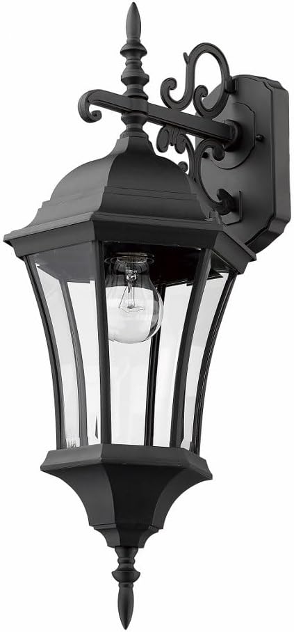 Z-Lite 522M-BK Wakefield Outdoor Wall Light, Aluminum Frame, Black Finish and Clear Beveled Shade of Glass Material
