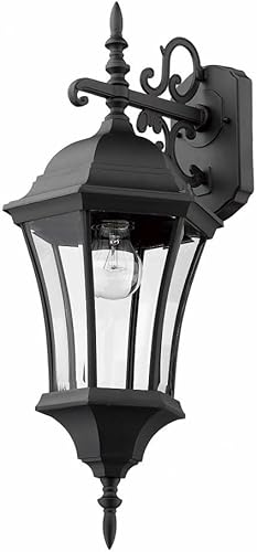 Miniatura 7 de Z-Lite 522M-BK Wakefield - Lámpara de pared para exteriores, marco de aluminio, acabado negro y sombra biselada transparente de material de vidrio