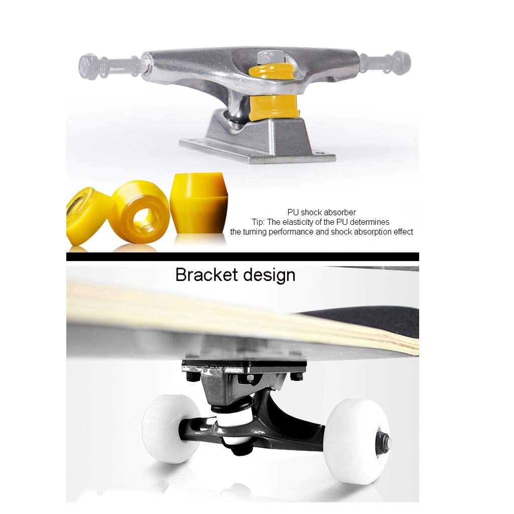 TXTC Standard Skateboards for Kinder Jungen Mädchen Jugendliche Anfänger Starter-Complete Longboard 7 Schicht Maple Pro Cruiser, Schwarzes Skateboard (Color : B)