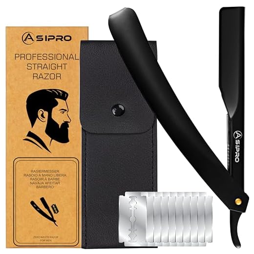 ASIPRO Navaja Afeitar Barbero Profesional con (20 Cuchillas Simples)10 Cuchillas de Afeitar Doble Filo y Funda Protectora Kit/Set Afeitado Hombre Navaja Peluqueria Professional Clásica Navaja Barbero