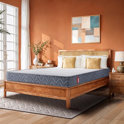 Image of Duroflex LiveIn Bounce - 6 Inch Pocket Spring Mattress Queen Size, 3 Zone Roll Pack Mattress for Zero Motion Transfer, Medium Soft Firmness with Cotton Felt Layer, (75X70X6 Inches)