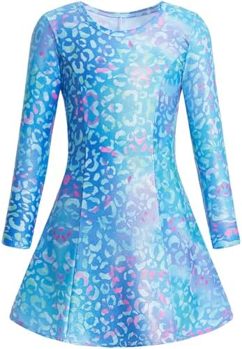 Gogokids Figure Skating Dress for Girls, Ice Skating Suit Long Sleeve Dancewear for 4-12 Years