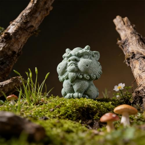 Image of livelyfish Feng Shui Guardian Chi Lin /Kylin /Qi Lin Statue Sandstone Figurine Wealth Good Luck Sculpture Chinese Decor for Fish Tank Aquarium Garden & Patio Micro Yard Bonsai Decoration (M)