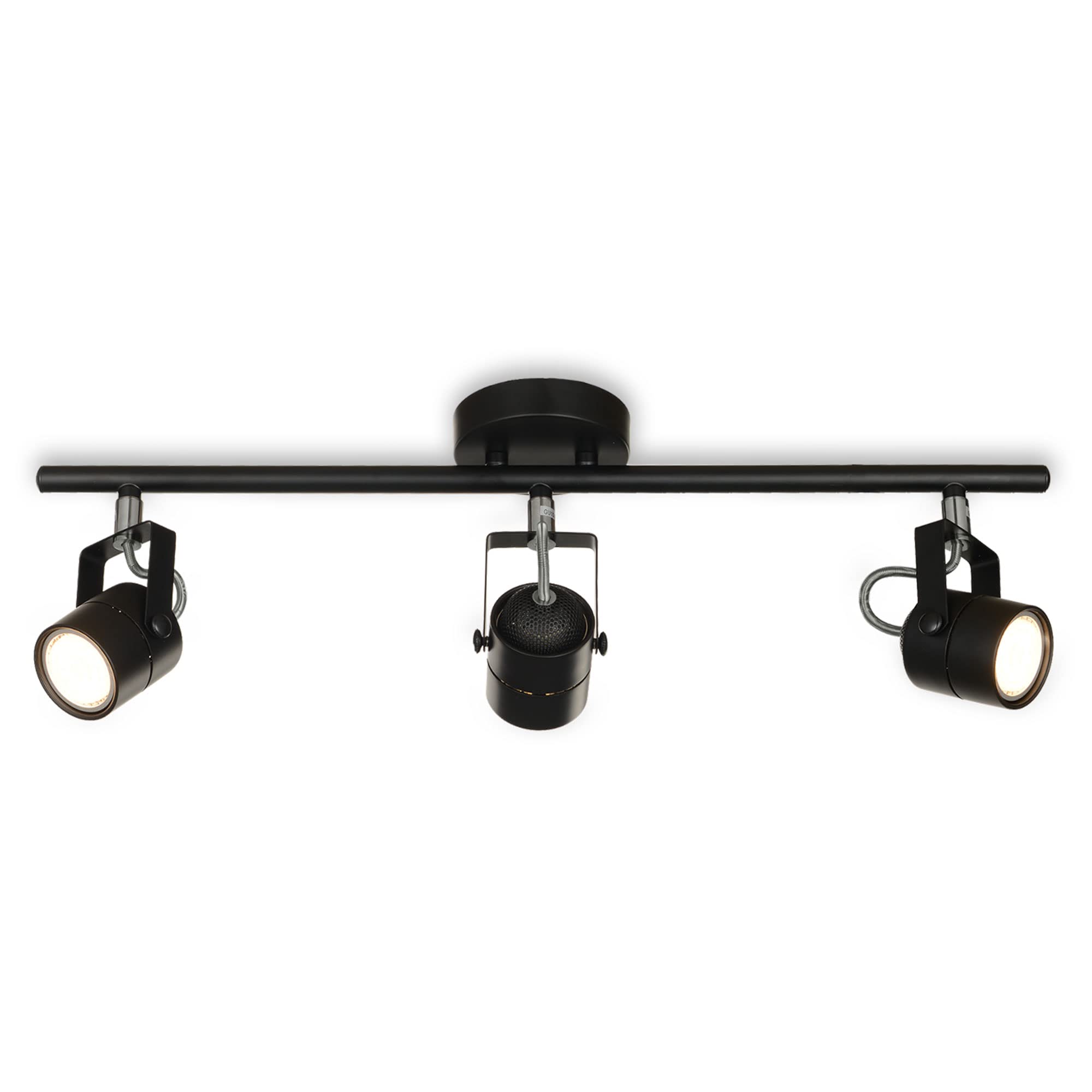 Karmiqi LED Ceiling Spotlights Black Adjustable Flush Mount Fixture Industrial Rotatable Heads Wall Accent Lamp GU10 Bulbs Included for Kitchen Gallery Hallway Workroom