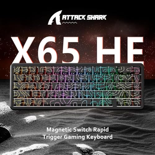 Image of ATTACK SHARK X65 HE Wired Rapid Trigger Magnetic Switch 65% Mechanical Gaming Keyboard, Hall Effect Top Mount RGB Hot Swap,Adjustable Actuation,8KHZ Polling Rate,PBT Keycaps for Win /Mac(Black Contour)
