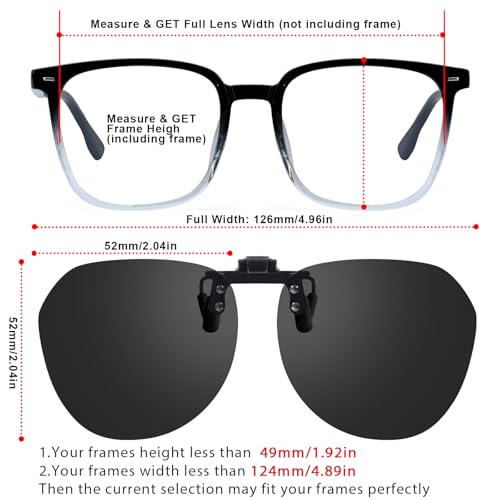 VIEWBETTER® Polarized Clip On Sunglasses Over Prescription Glasses for Men Women Flip Up Sun Glasses UV400 Protection3