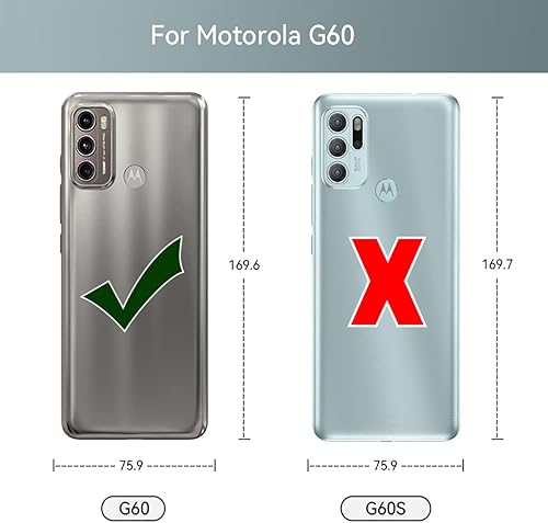 Miniatura 8 de Case for Moto G60 Case, XT2135-1 Case with Tempered Glass Screen Protector, Full Body Clear Flexible with Floral Design Protection Phone Cover Cases