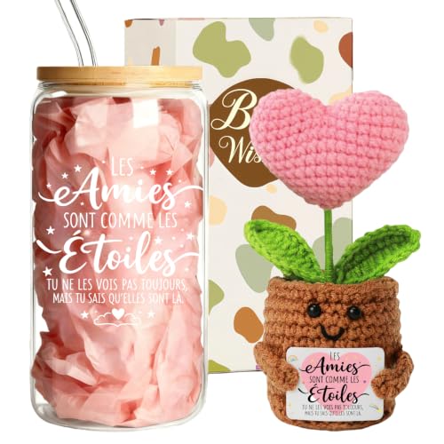 MEIMUCUL Cadeau Meilleure Amie Femme,Coffret Cadeaux Fleur au Crochet