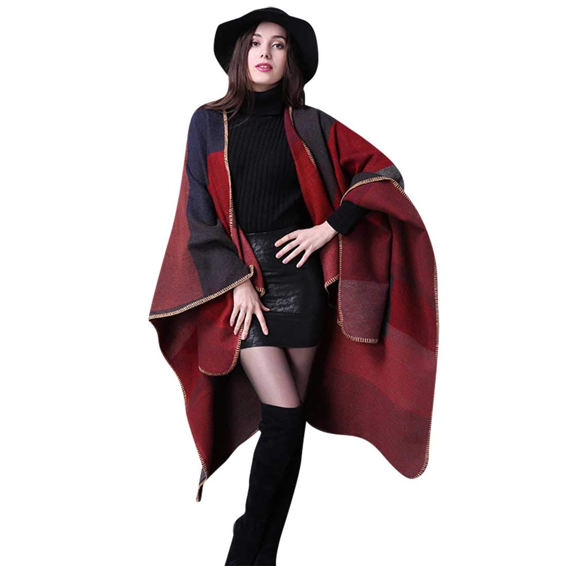 heekpek Poncho Donna Elegante per Inverno Reversibile Donna Sciarpa Oversize Poncho Fatti a Maglia Poncho Multifunzione Mantelle Scialle Vintage Scialle Coprispalle Elegant