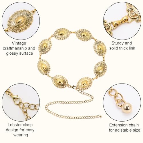 Ammiko Western Concho Belt for Women Chain Belt Fashion Cowgirl Waist Belts for Dresses Jeans Country Concert Outfit3