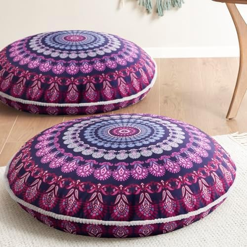 Codi Meditation Floor Pillow Set of 2, Round Large Pillows